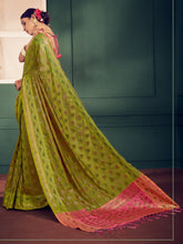 Olive Green Banarasi Kanjivaram Art Silk Woven Saree